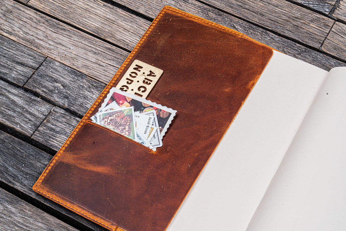 Galen Leather Slim A5 Notebook/Planner Cover - Crazy Horse Brown