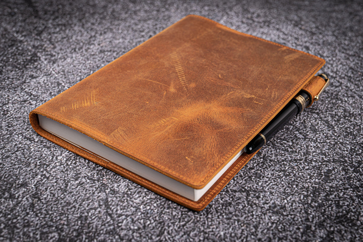 Galen Leather Slim A5 Notebook/Planner Cover - Crazy Horse Brown