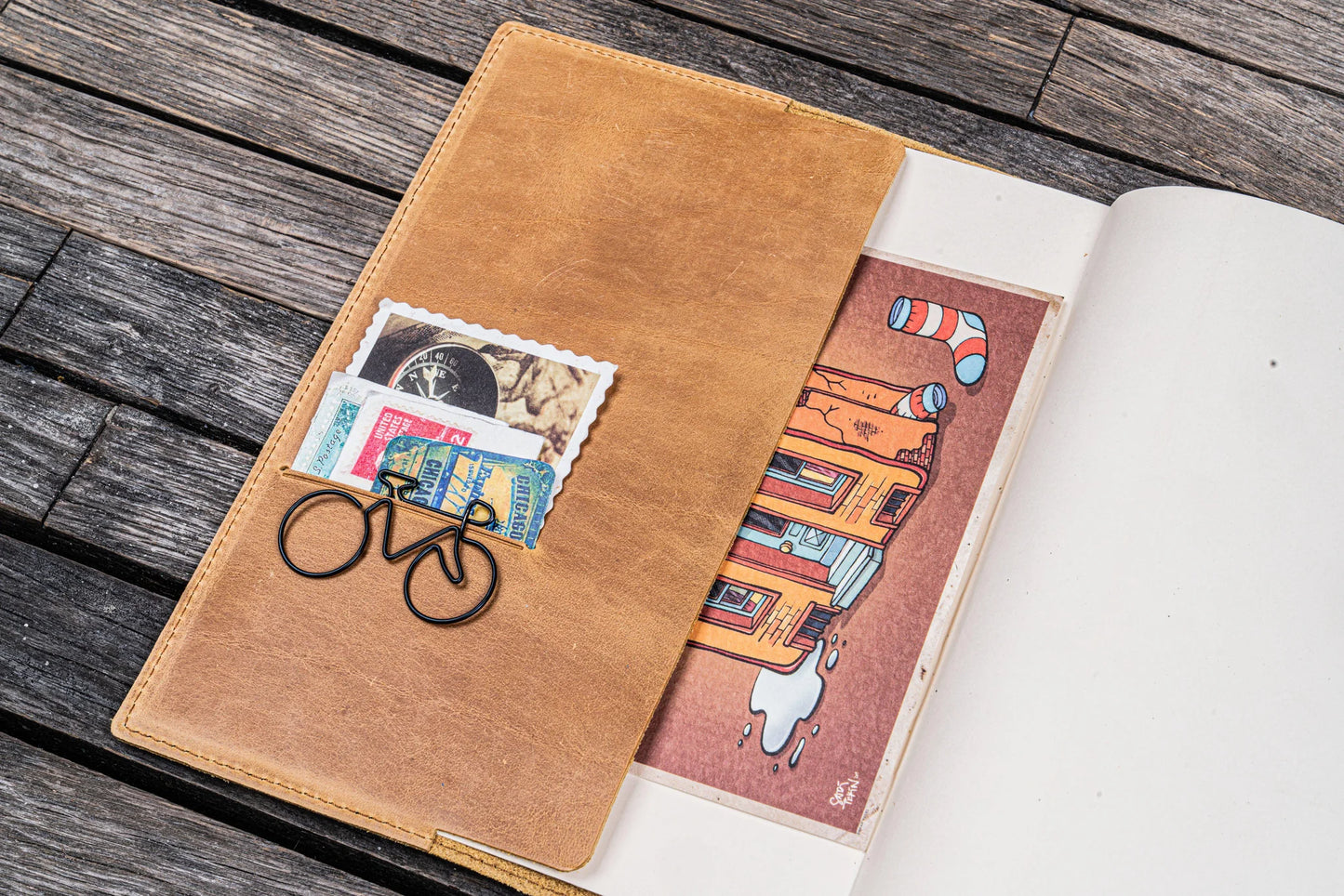 Galen Leather Slim A5 Notebook/Planner Cover - Crazy Horse Honey Ochre