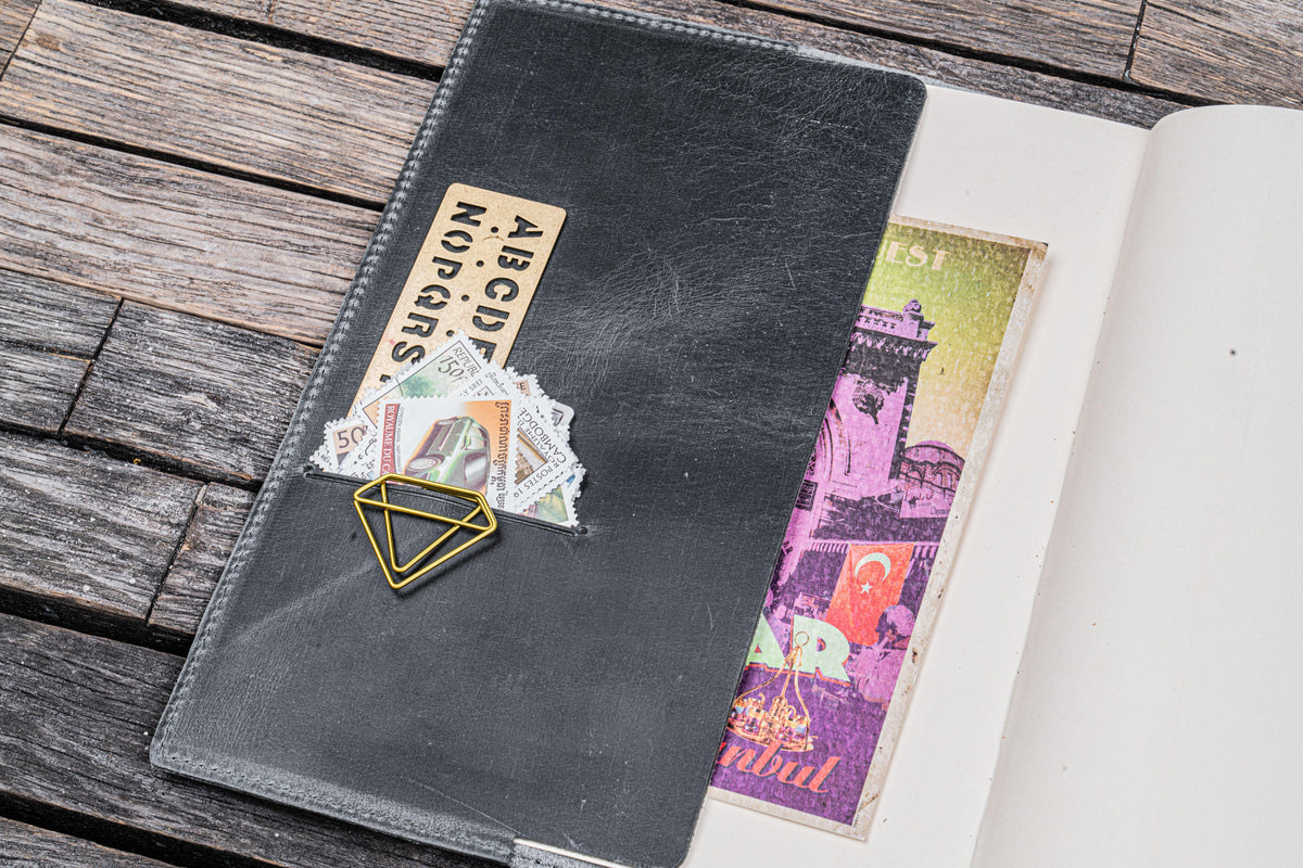 Galen Leather Slim A5 Notebook/Planner Cover - Crazy Horse Smoky