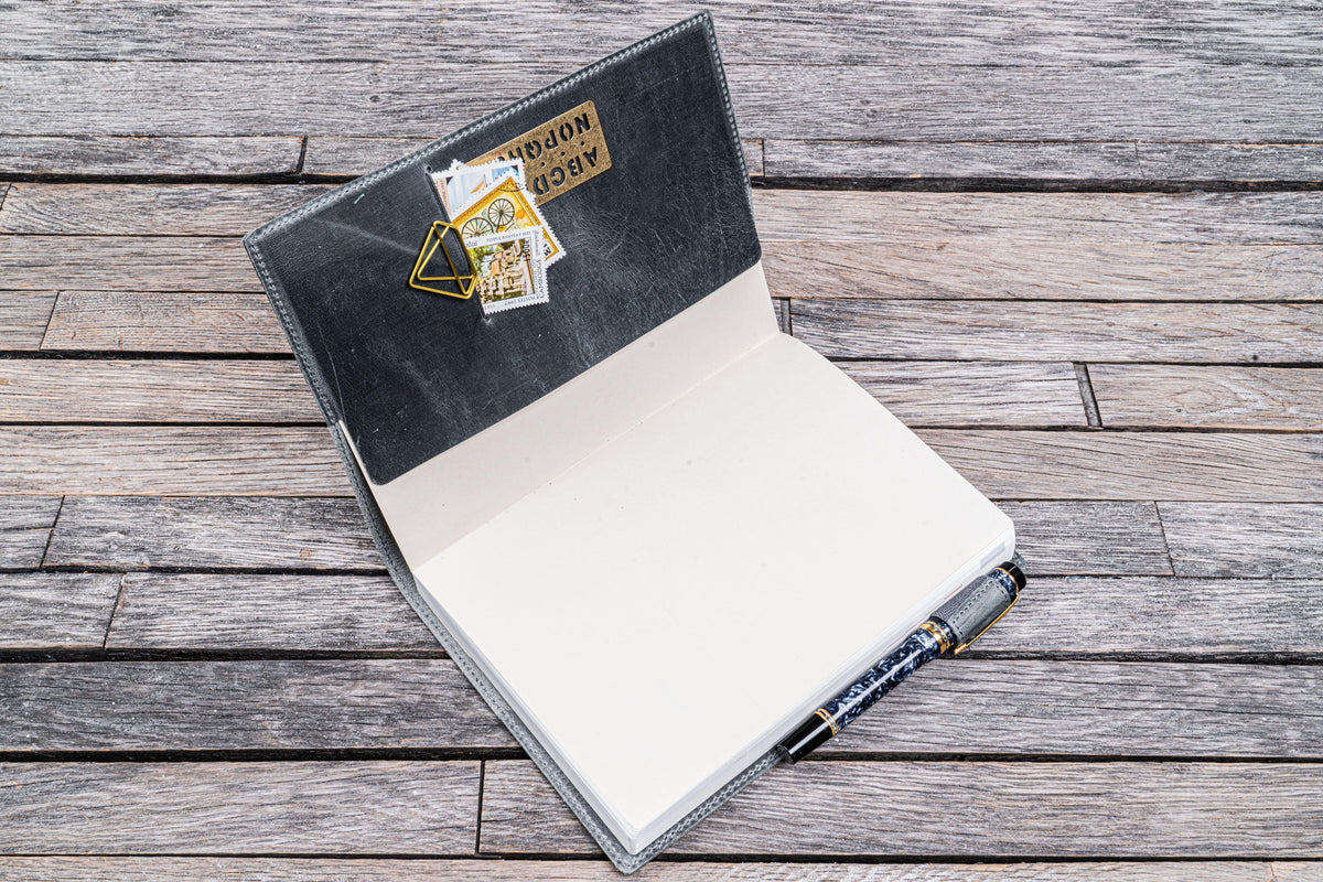 Galen Leather Slim A5 Notebook/Planner Cover - Crazy Horse Smoky