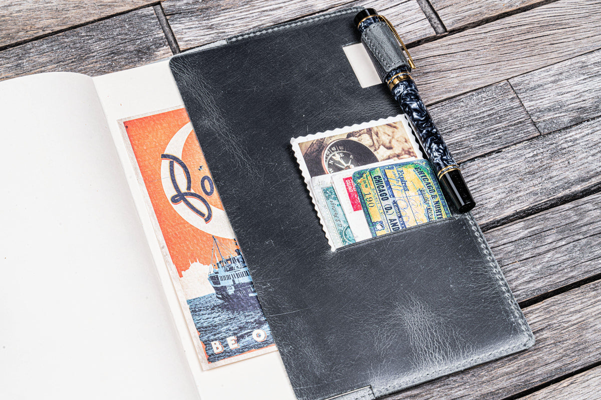 Galen Leather Slim A5 Notebook/Planner Cover - Crazy Horse Smoky