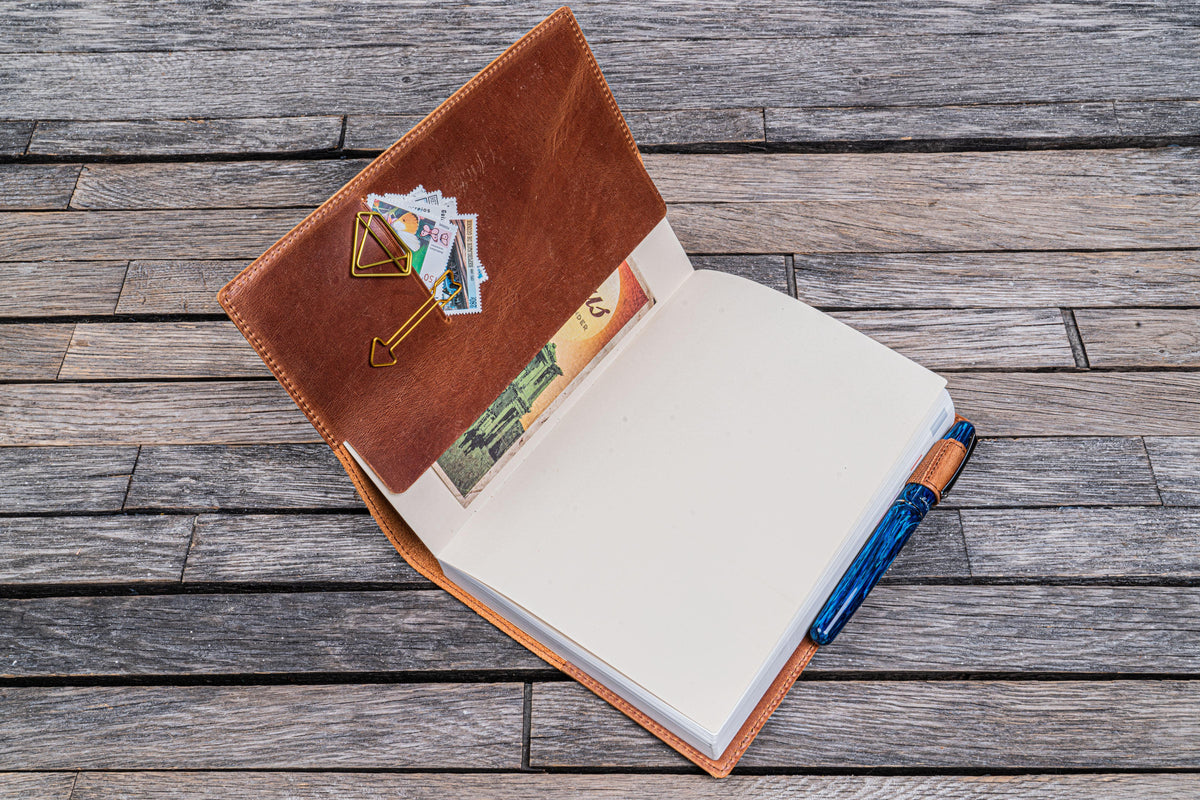 Galen Leather Slim A5 Notebook/Planner Cover - Crazy Horse Tan