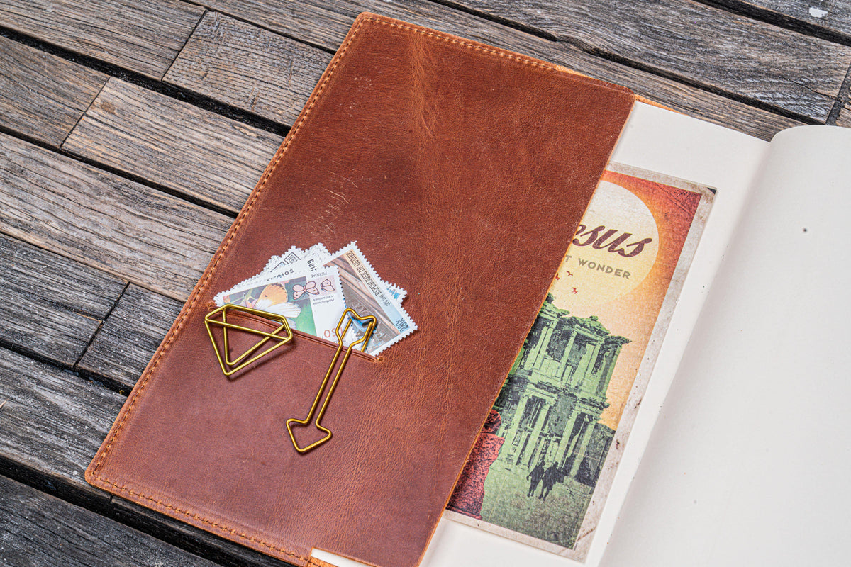 Galen Leather Slim A5 Notebook/Planner Cover - Crazy Horse Tan