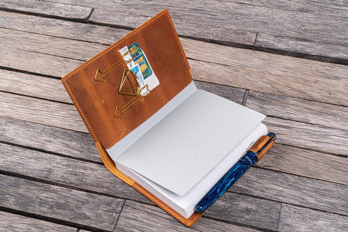 Galen Leather Slim A6 Notebook/Planner Cover - Crazy Horse Brown