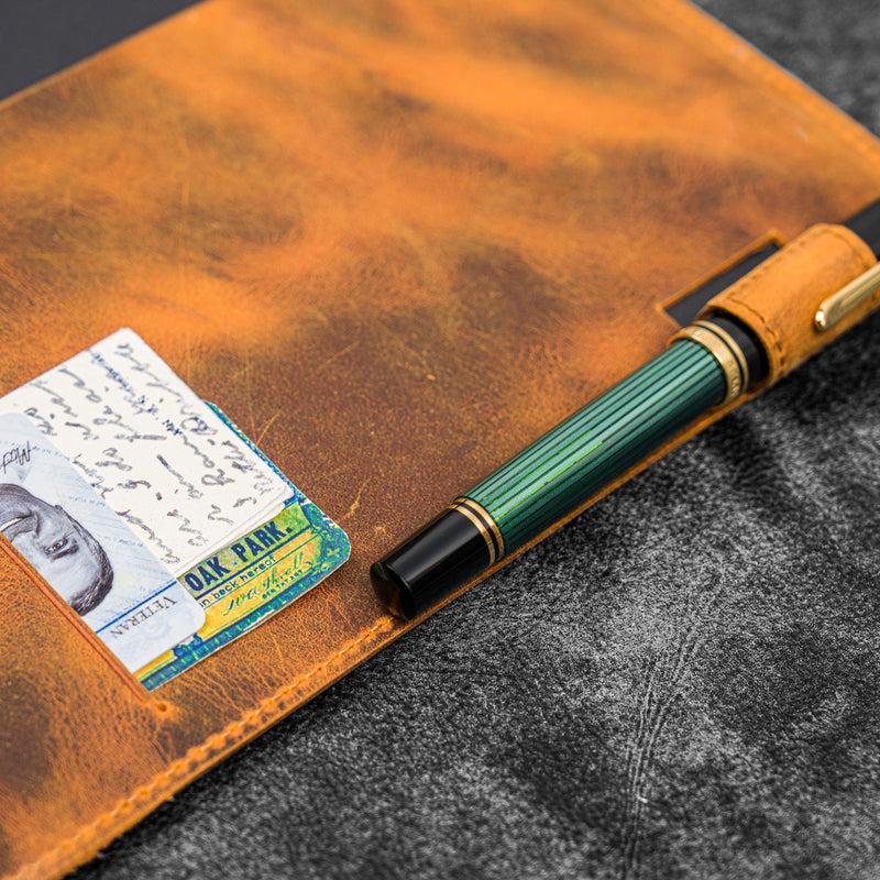 Galen Leather Slim B5 Notebook/Planner Cover - Crazy Horse Brown