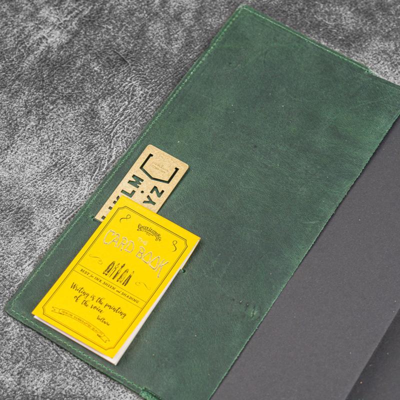 Galen Leather Slim B5 Notebook/Planner Cover - Crazy Horse Forest Green