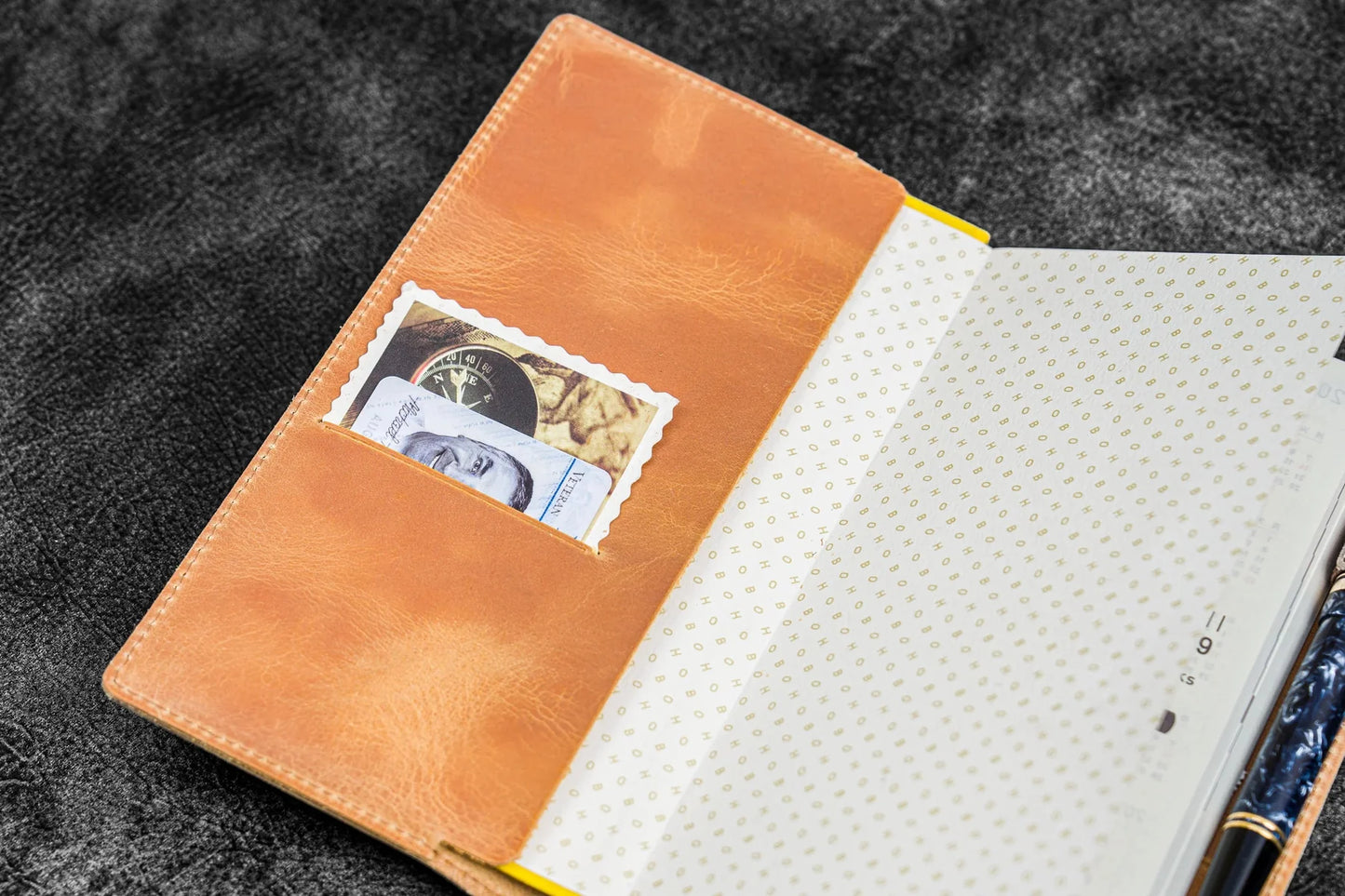 Galen Leather Slim Hobonichi Planner Cover - Crazy Horse Honey Ochre