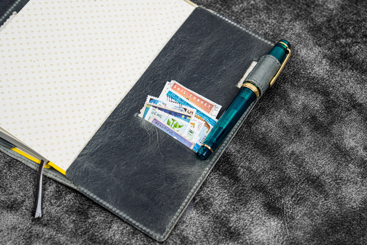 Galen Leather Slim Hobonichi Planner Cover - Crazy Horse Smoky