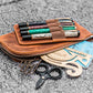 Galen Leather Slip-n-Zip 4 Slot Zippered Pen Pouch - Crazy Horse Brown