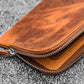 Galen Leather Slip-n-Zip 4 Slot Zippered Pen Pouch - Crazy Horse Brown