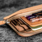 Galen Leather Slip-n-Zip 4 Slot Zippered Pen Pouch - Crazy Horse Honey Ochre