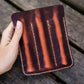 Galen Leather Triple Fountain Pen Case/Pen Pouch - Crazy Horse Orange