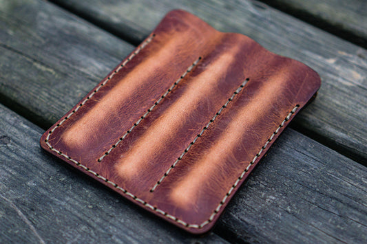 Galen Leather Triple Fountain Pen Case/Pen Pouch - Crazy Horse Tan