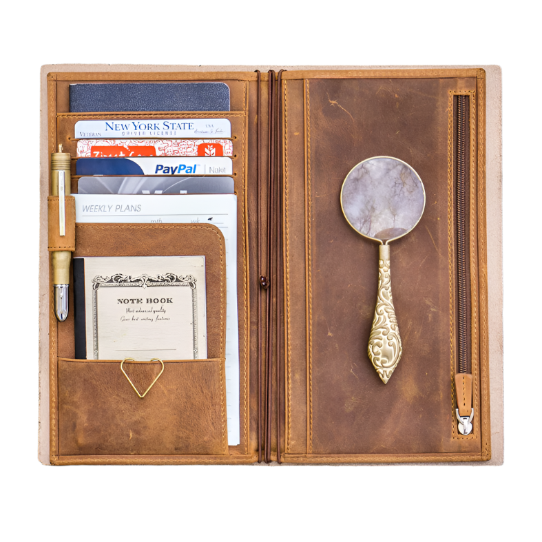 Galen Leather Wallet Insert for Traveler's Notebook Regular Size - Crazy Horse Brown
