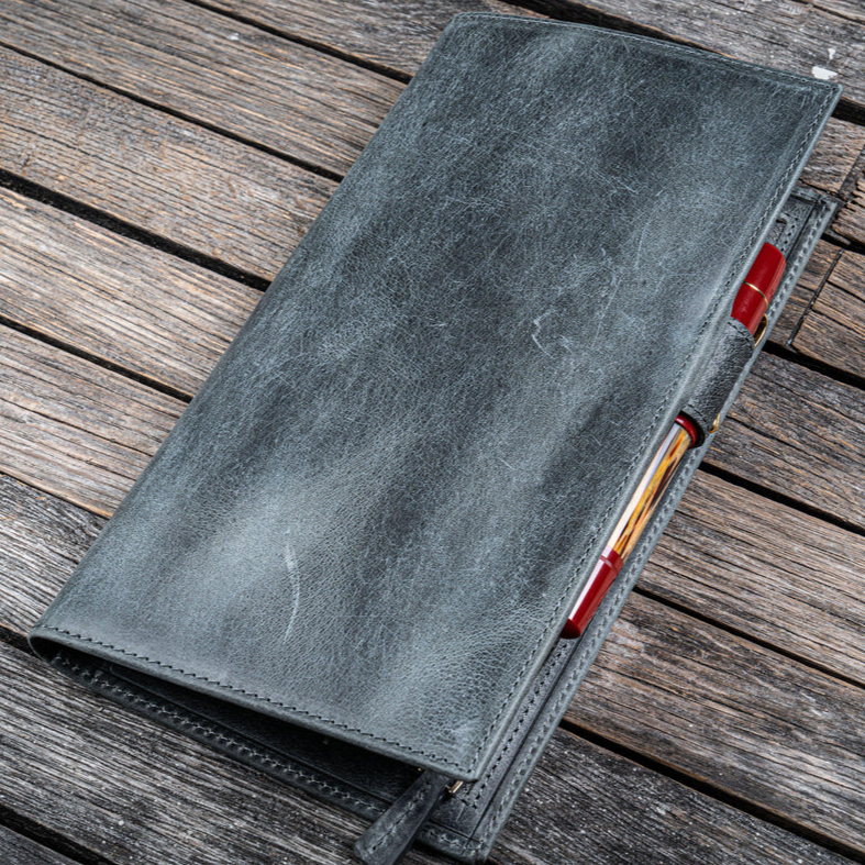 Galen Leather Wallet Insert for Traveler's Notebook Regular Size - Crazy Horse Smoky