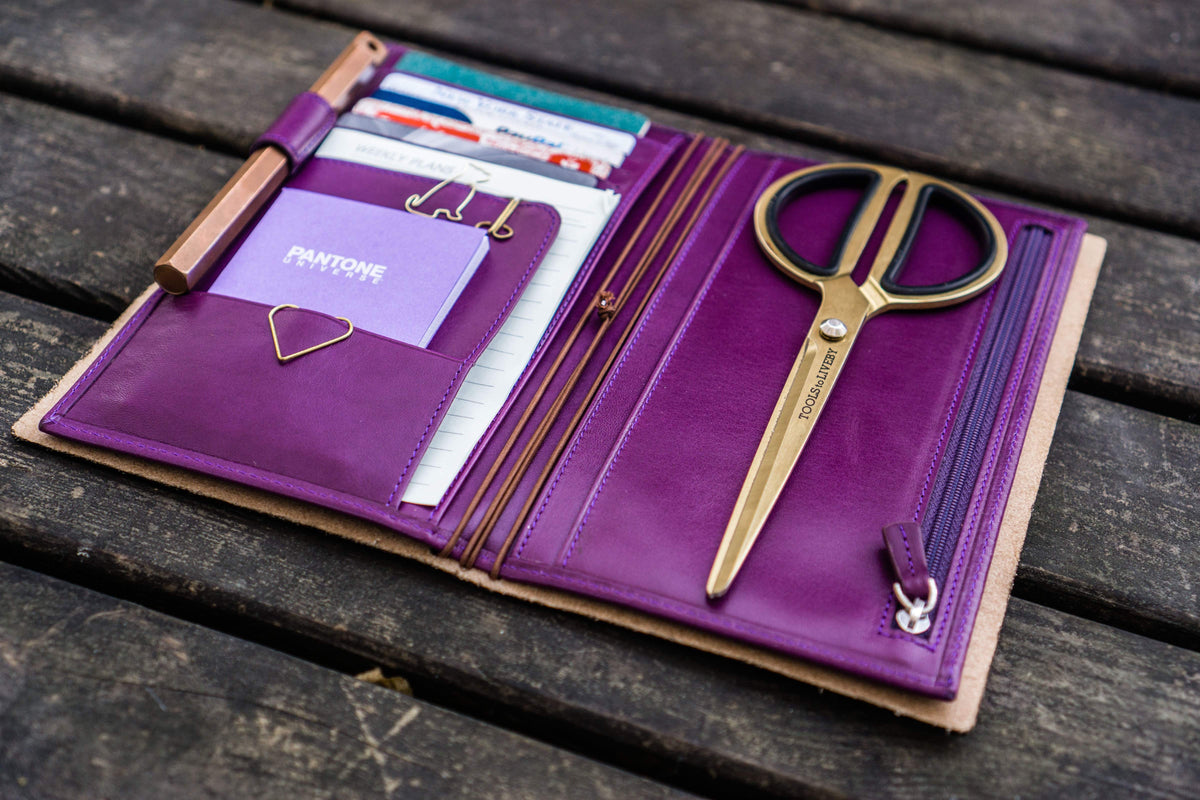 Galen Leather Wallet Insert for Traveler's Notebook Regular Size - Purple