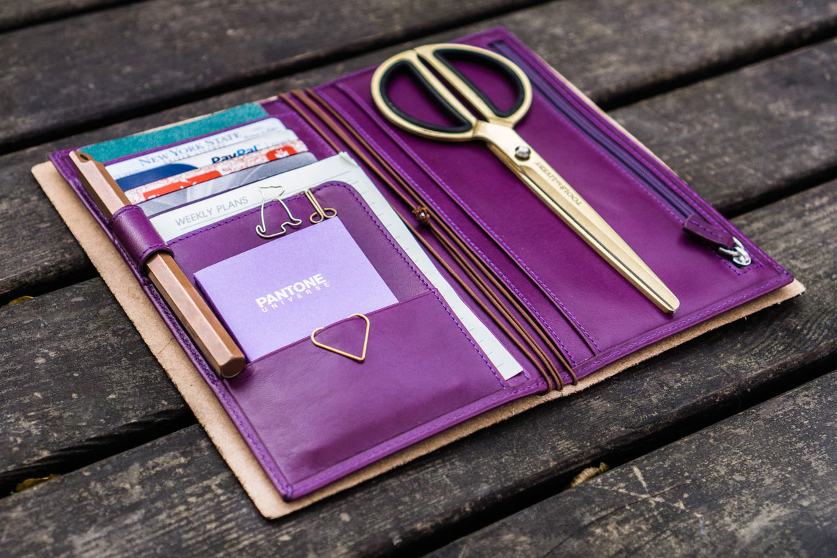 Galen Leather Wallet Insert for Traveler's Notebook Regular Size - Purple