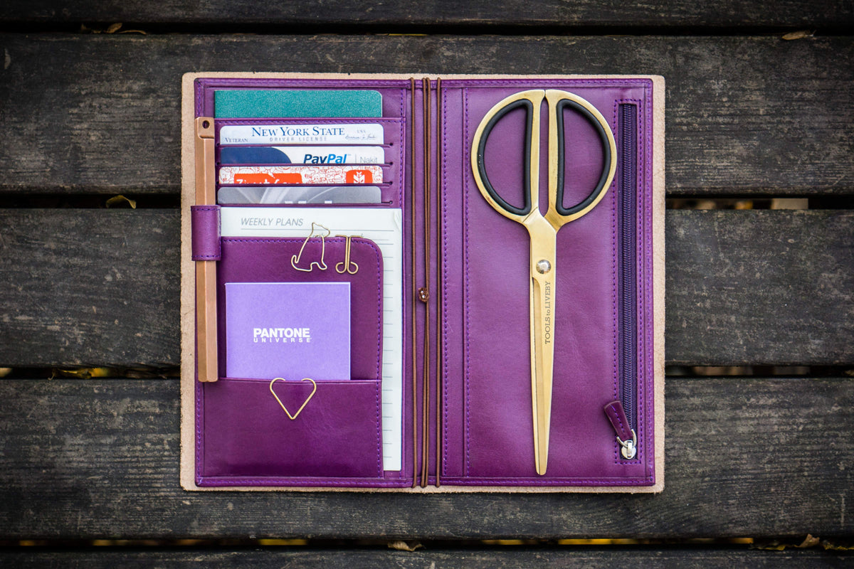 Galen Leather Wallet Insert for Traveler's Notebook Regular Size - Purple