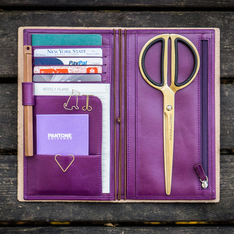 Galen Leather Wallet Insert for Traveler's Notebook Regular Size - Purple