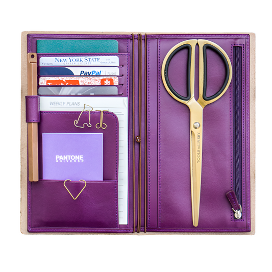 Galen Leather Wallet Insert for Traveler's Notebook Regular Size - Purple