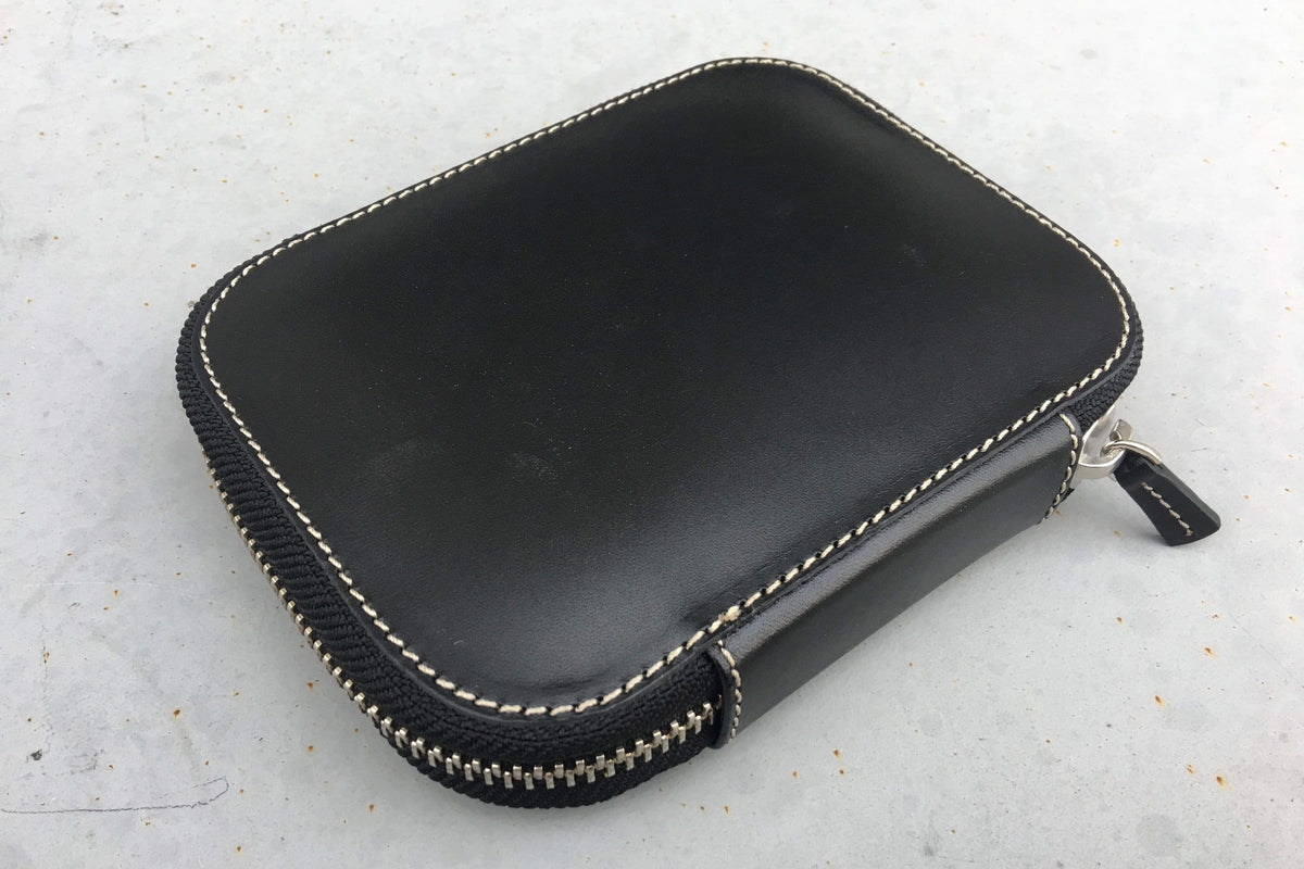 Galen Leather 10 Slot Zippered Pen Case - Black