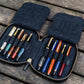 Galen Leather 10 Slot Zippered Pen Case - Black