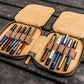 Galen Leather 10 Slot Zippered Pen Case - Crazy Horse Brown