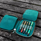 Galen Leather 10 Slot Zippered Pen Case - Crazy Horse Forest Green