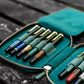 Galen Leather 10 Slot Zippered Pen Case - Crazy Horse Forest Green