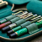 Galen Leather 10 Slot Zippered Pen Case - Crazy Horse Forest Green