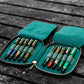 Galen Leather 10 Slot Zippered Pen Case - Crazy Horse Forest Green