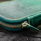 Galen Leather 10 Slot Zippered Pen Case - Crazy Horse Forest Green