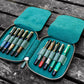 Galen Leather 10 Slot Zippered Pen Case - Crazy Horse Forest Green