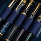 Galen Leather 10 Slot Zippered Pen Case - Crazy Horse Navy