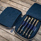 Galen Leather 10 Slot Zippered Pen Case - Crazy Horse Navy