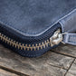 Galen Leather 10 Slot Zippered Pen Case - Crazy Horse Navy
