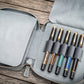 Galen Leather 10 Slot Zippered Pen Case - Crazy Horse Smoky