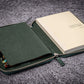 Galen Leather 10 Slot Zippered Pen Case with A5 Notebook Holder - Crazy Horse Forest Green