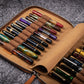 Galen Leather 20 Slot Zippered Pen Case - Crazy Horse Brown