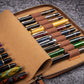 Galen Leather 20 Slot Zippered Pen Case - Crazy Horse Brown
