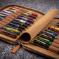 Galen Leather 20 Slot Zippered Pen Case - Crazy Horse Brown