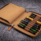 Galen Leather 20 Slot Zippered Pen Case - Crazy Horse Brown