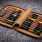 Galen Leather 20 Slot Zippered Pen Case - Crazy Horse Brown