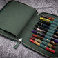 Galen Leather 20 Slot Zippered Pen Case - Crazy Horse Forest Green