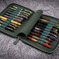Galen Leather 20 Slot Zippered Pen Case - Crazy Horse Forest Green