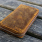 Galen Leather 3 Slot Zippered Pen Case - Crazy Horse Brown