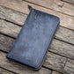 Galen Leather 3 Slot Zippered Pen Case - Crazy Horse Navy Blue