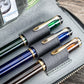 Galen Leather 3 Slot Zippered Pen Case - Crazy Horse Smoky