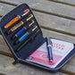 Galen Leather 5 Slot Zippered Pen Case - Black